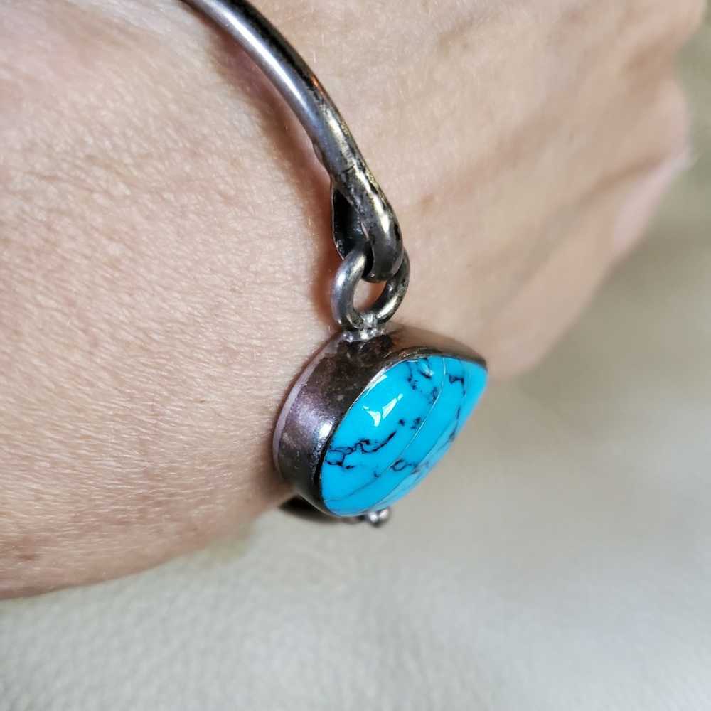 Taxco Mexico Signed Teardrop Turquoise Sterling S… - image 8