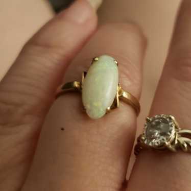 Solid 10k yellow gold natural opal ring - image 1