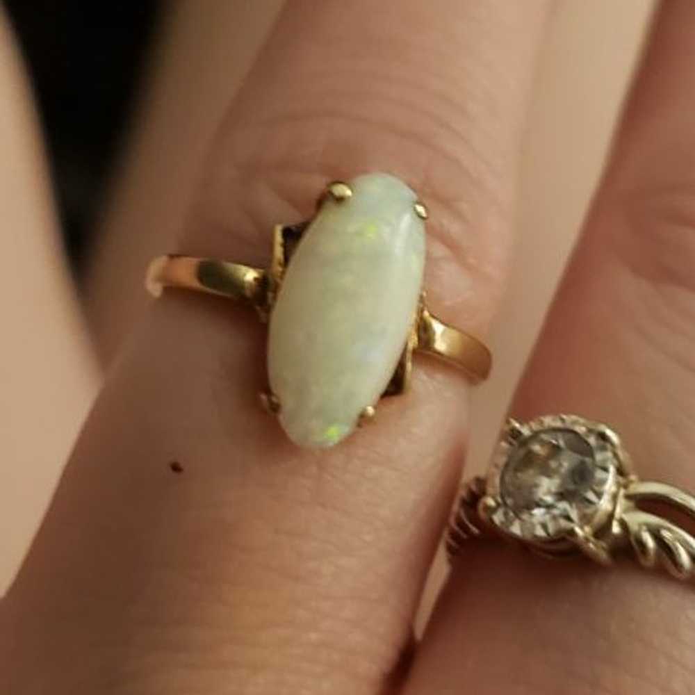 Solid 10k yellow gold natural opal ring - image 2