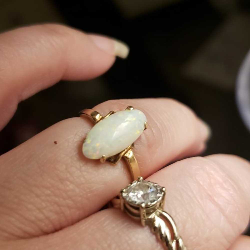 Solid 10k yellow gold natural opal ring - image 3