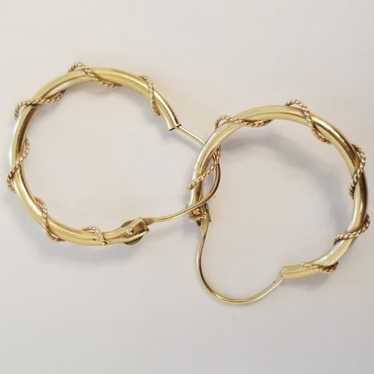 14K Gold Spiral Hoop Earrings - image 1