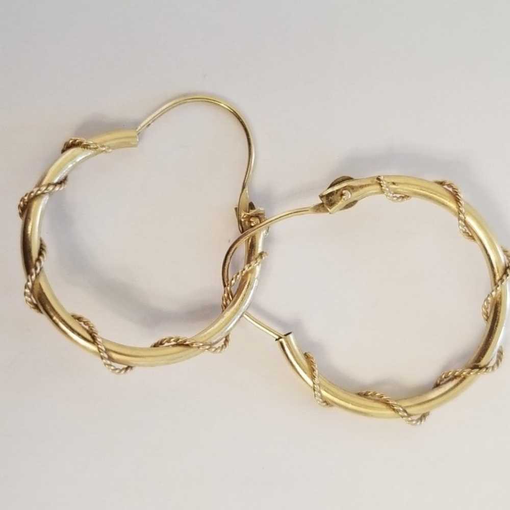 14K Gold Spiral Hoop Earrings - image 2