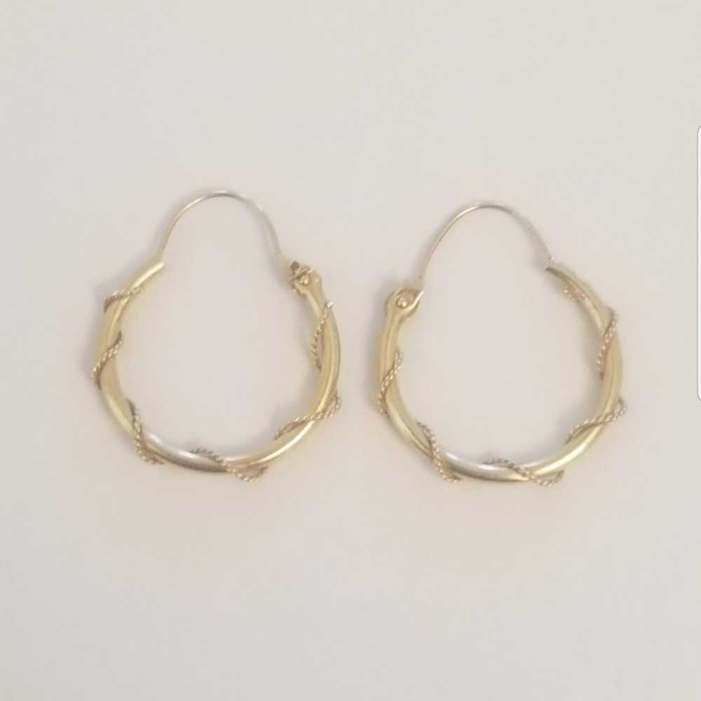 14K Gold Spiral Hoop Earrings - image 4