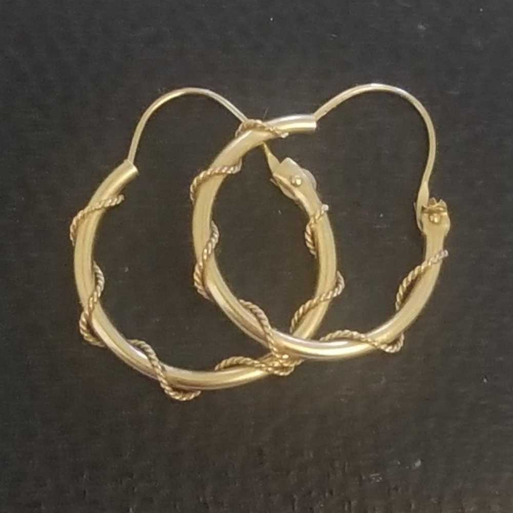 14K Gold Spiral Hoop Earrings - image 5