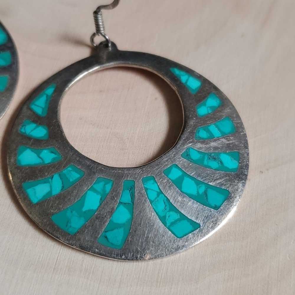 Sterling Silver 925 Turquoise Dangle Earrings - image 3