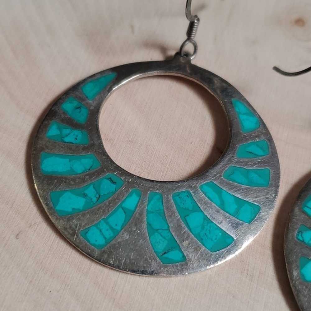 Sterling Silver 925 Turquoise Dangle Earrings - image 6