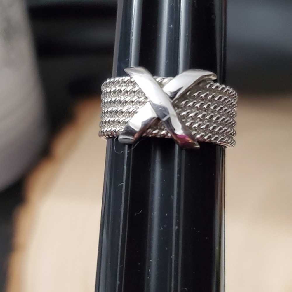 Sterling Silver 925 X Braided Ring - image 2