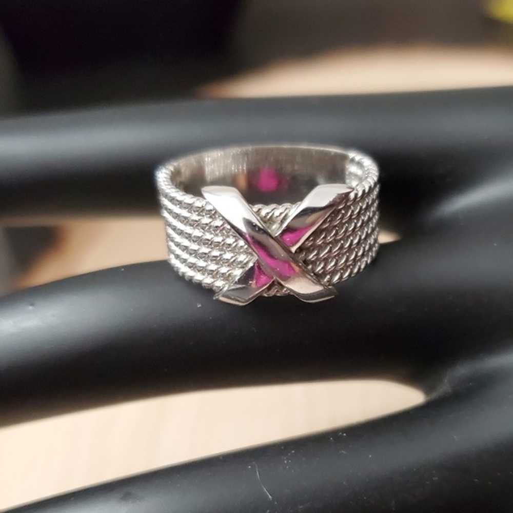 Sterling Silver 925 X Braided Ring - image 3