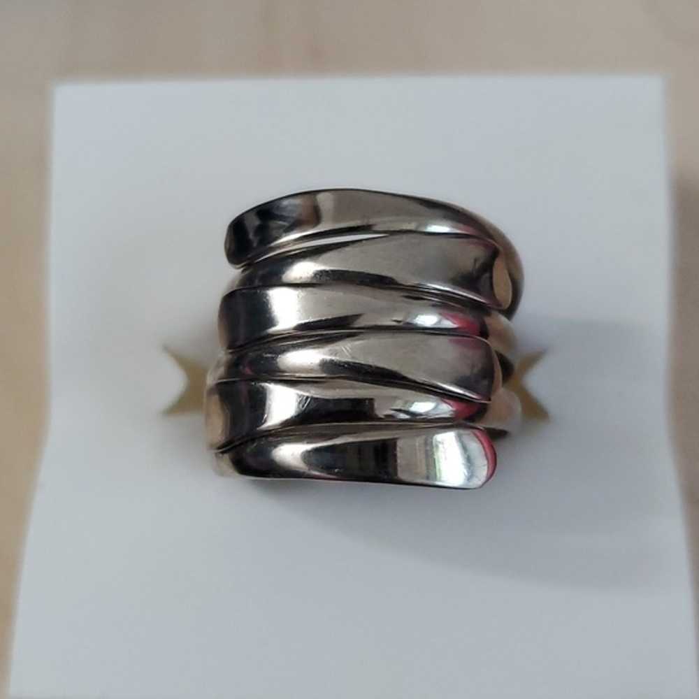 Sterling Silver 925 Criss Cross Style Ring - image 2