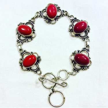 Vintage Carnelian Sterling Silver Filigree Sterli… - image 1