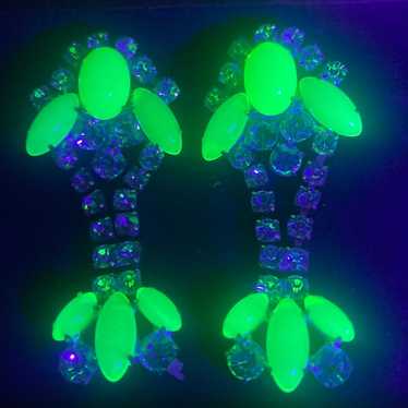 Antique Uranium Glass Post Earrings - image 1