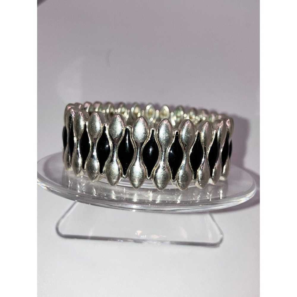 Vintage Signed Napier Silver-Tone Black Runway St… - image 2