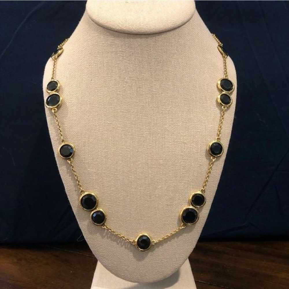 KATE SPADE Gold Tone & Black Crystal 32” Necklace - image 1