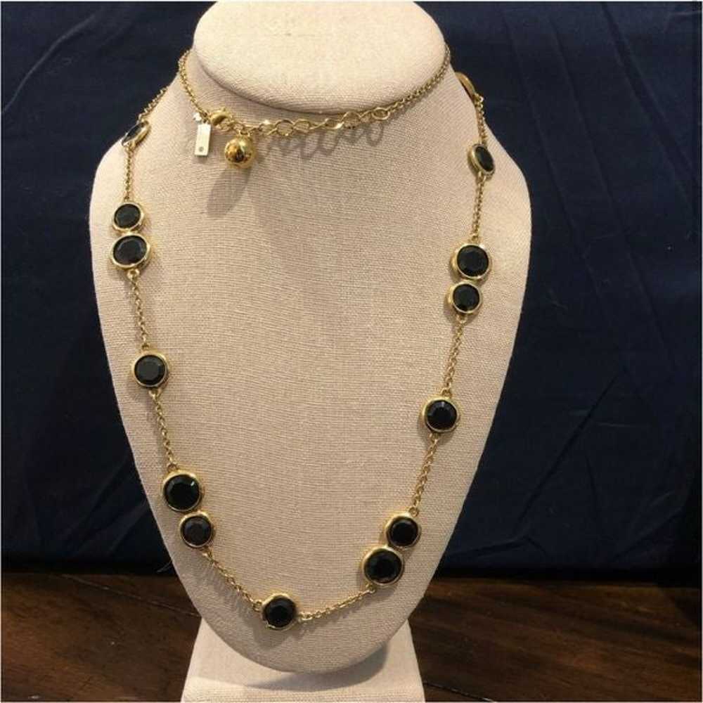 KATE SPADE Gold Tone & Black Crystal 32” Necklace - image 3