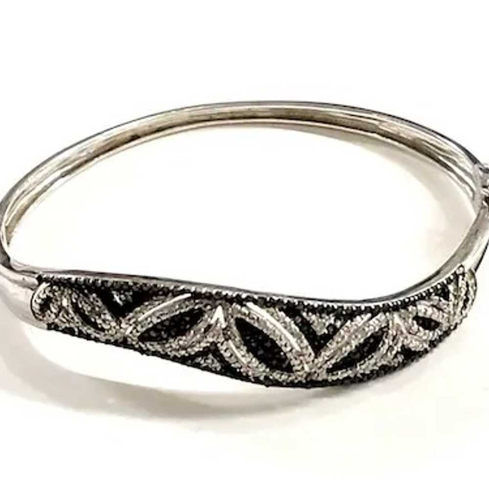 BR Sun Sterling Silver Black Two Tone Bangle Brac… - image 1