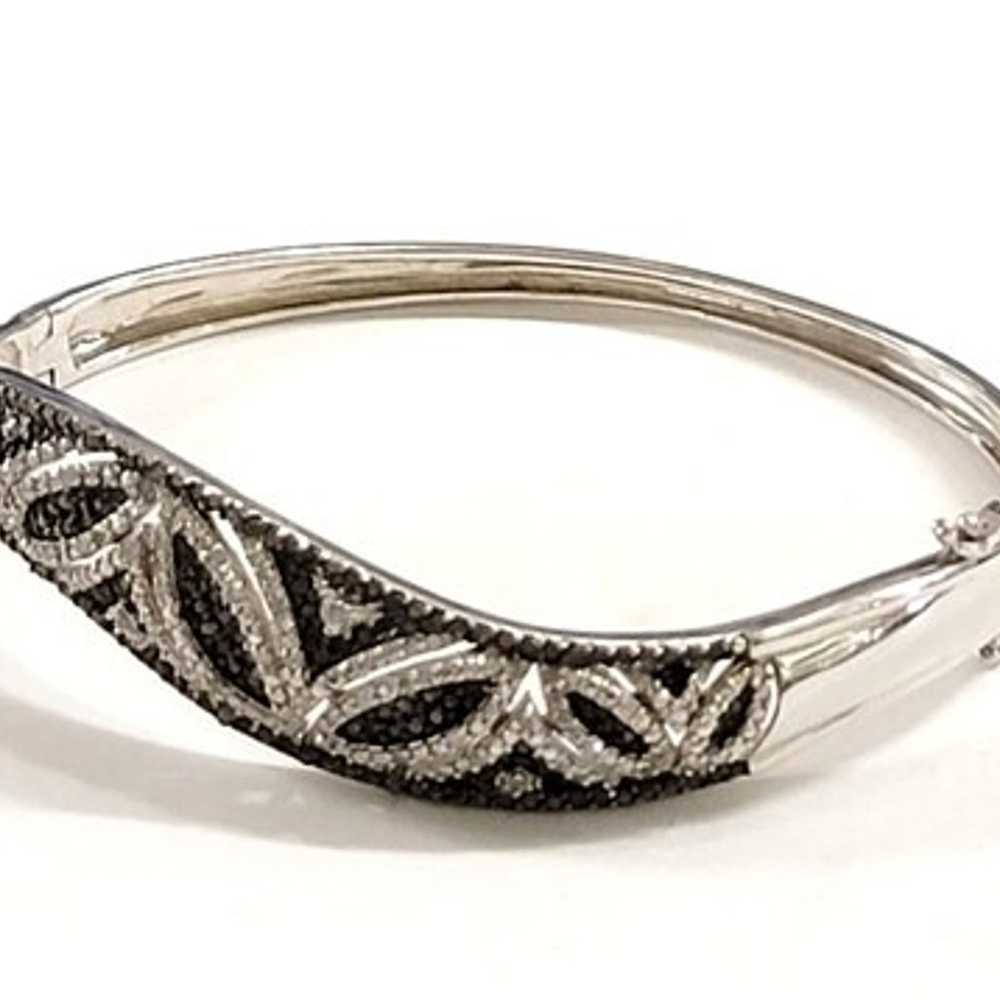 BR Sun Sterling Silver Black Two Tone Bangle Brac… - image 3