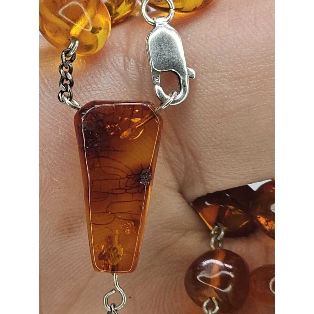 Vintage Handmade 925 Sterling Silver - Amber Rosa… - image 7