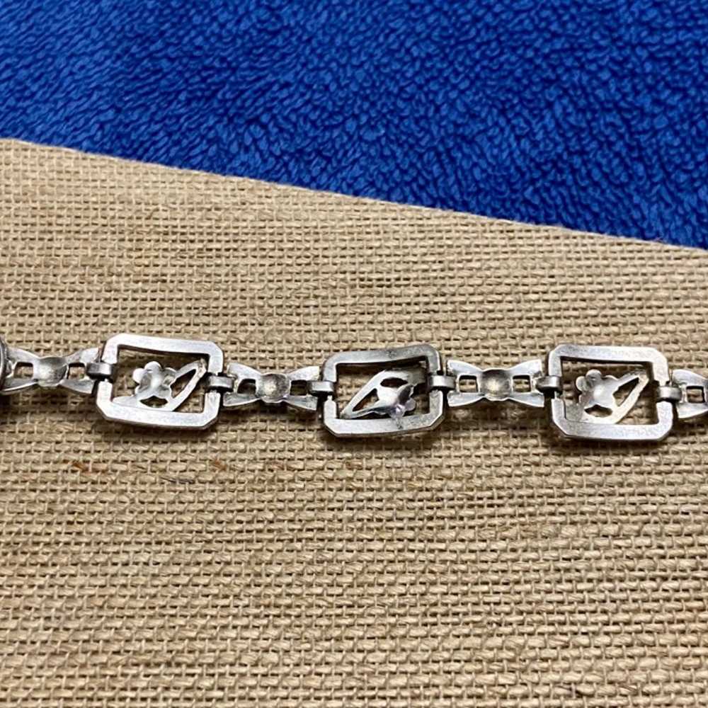 Sterling & Blue Enamel Flower Bracelet, Sterling … - image 8