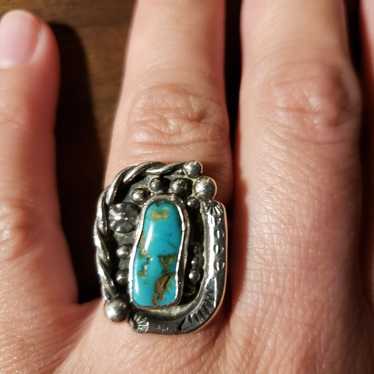 Vintage Sterling Silver Turquoise Ring - image 1