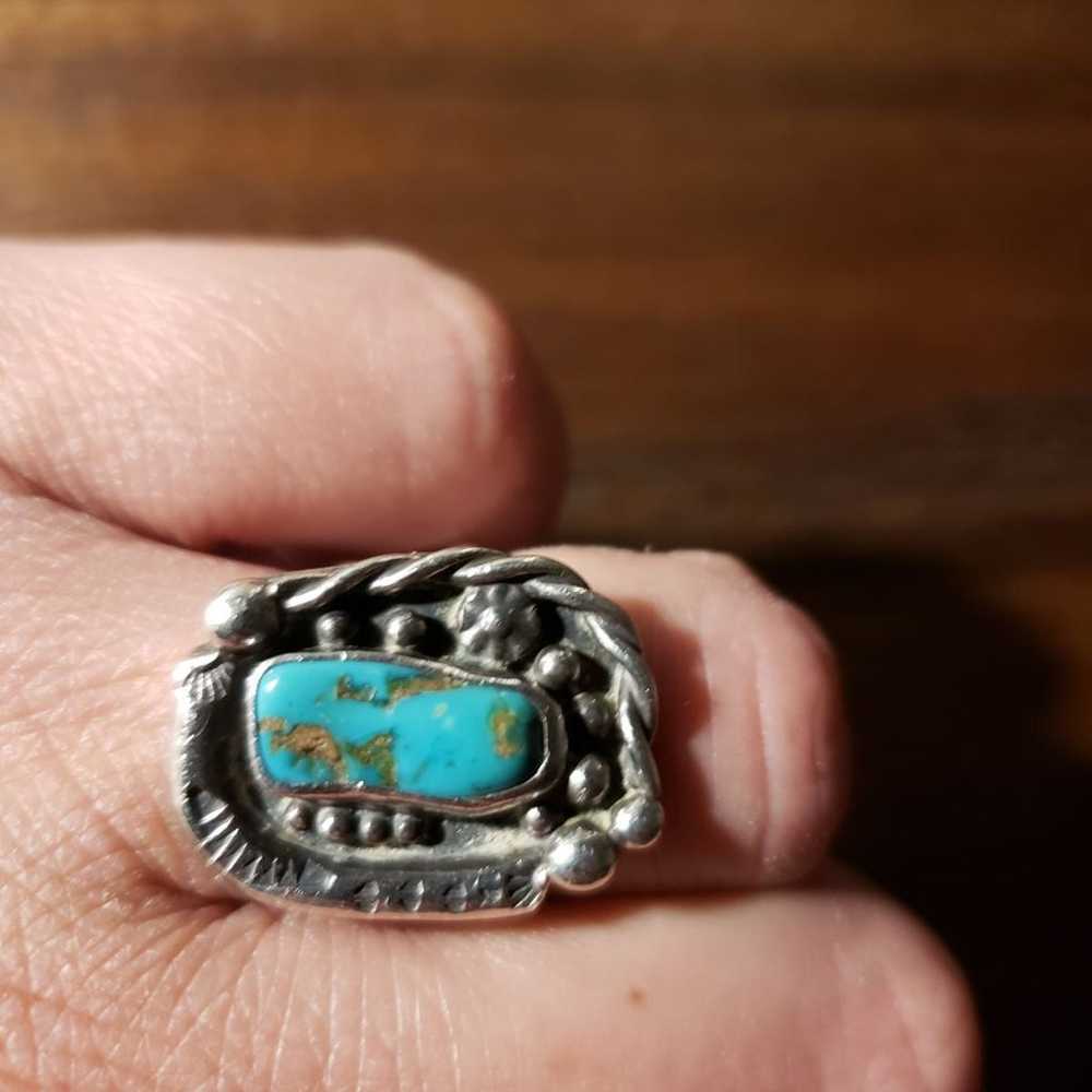 Vintage Sterling Silver Turquoise Ring - image 5