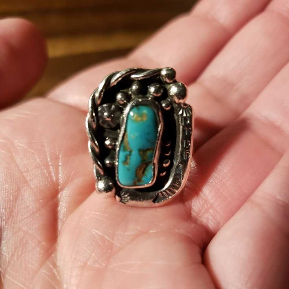 Vintage Sterling Silver Turquoise Ring - image 6