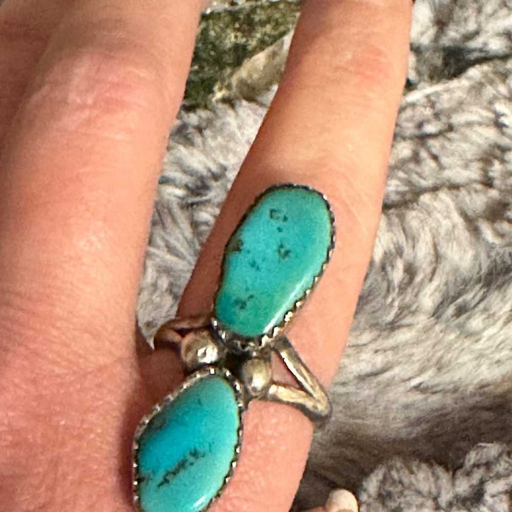 Sterling silver turquoise vintage sterling ring - image 2