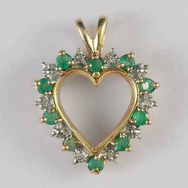 10K Emerald Diamond Pendant