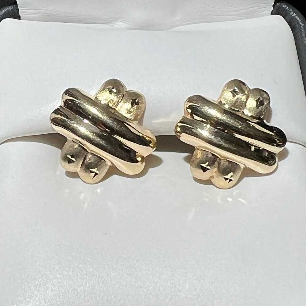 VINTAGE  14K YELLOW GOLD EARRINGS - image 1