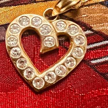 14K Yellow Gold CZ Heart Pendant - image 1