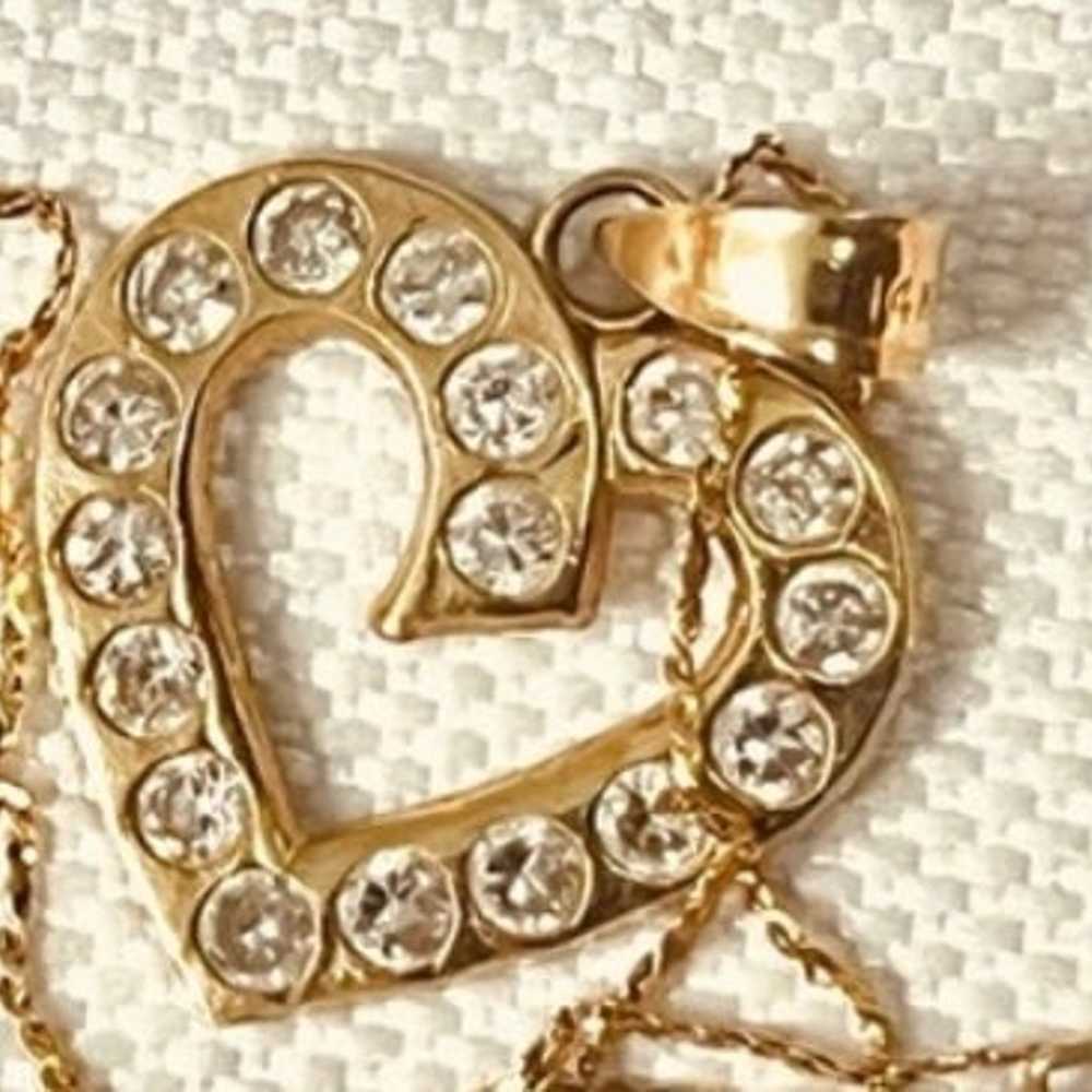 14K Yellow Gold CZ Heart Pendant - image 3