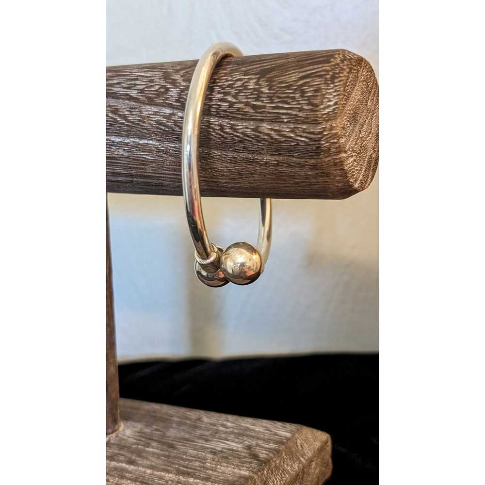 Vintage 925 Sterling Silver Hinged Ball Bangle St… - image 2