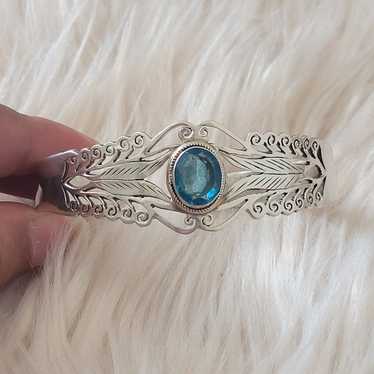 Vintage handmade 925 sterling silver & blue topaz… - image 1