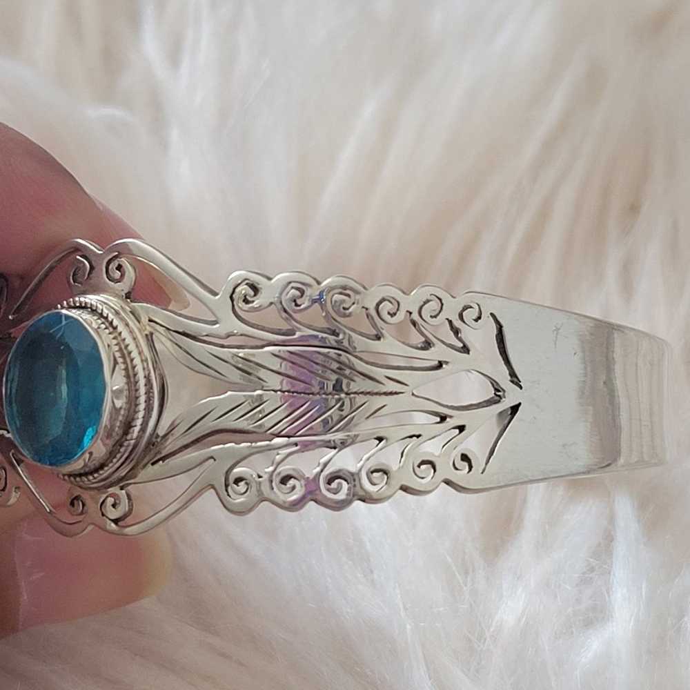 Vintage handmade 925 sterling silver & blue topaz… - image 3