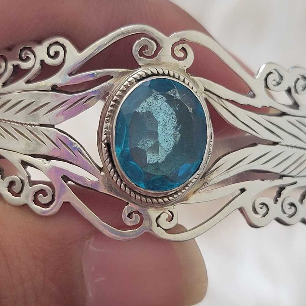 Vintage handmade 925 sterling silver & blue topaz… - image 4