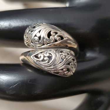 Sterling Silver Crossover Floral Ring