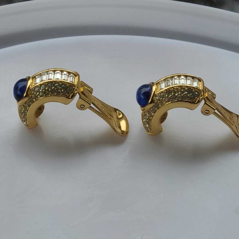 Vintage Christian Dior Goldtone Rhinestone and Bl… - image 10