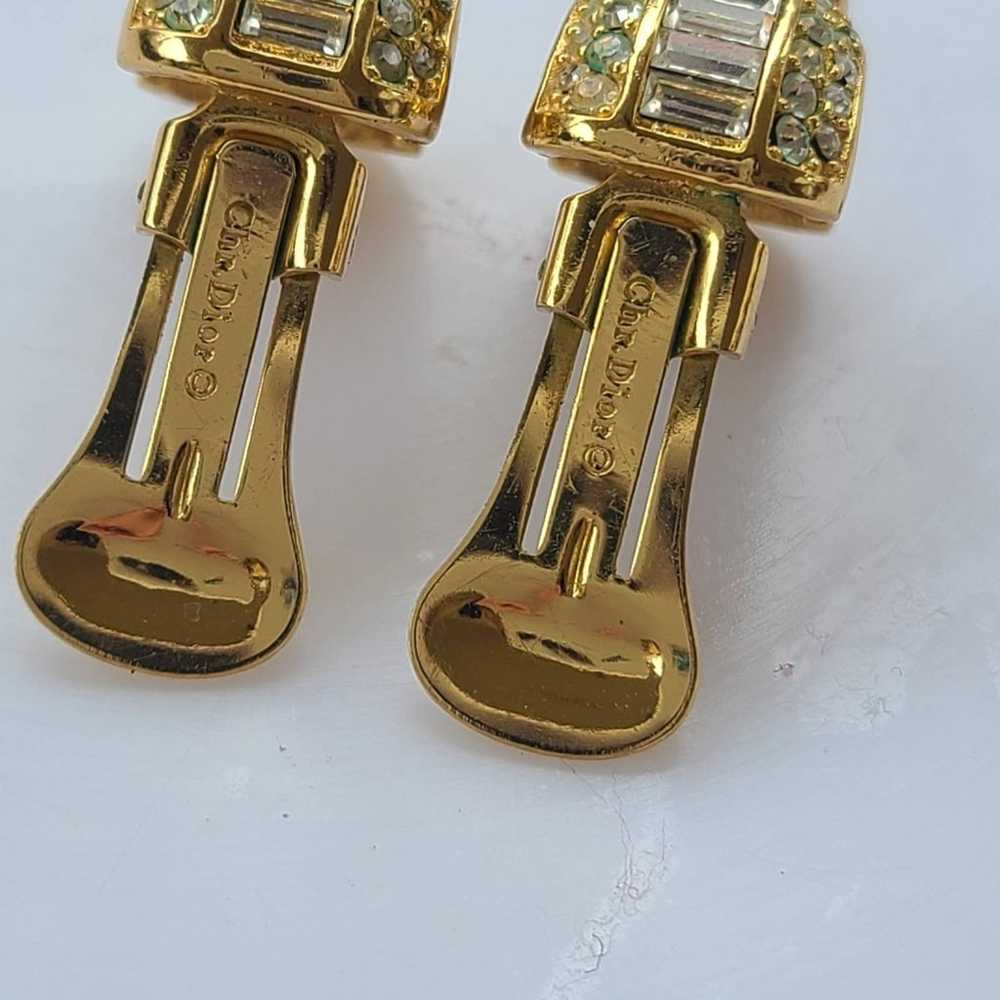 Vintage Christian Dior Goldtone Rhinestone and Bl… - image 8