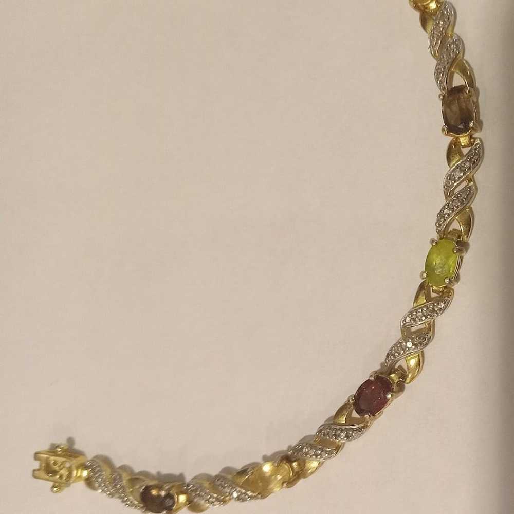 18k yellow gold vermeil multi gem stone genuine d… - image 3