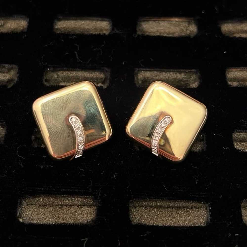 Square Vintage Gold Earrings - image 2