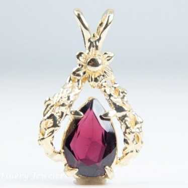 Vintage Mid Century 14k Yellow Gold Rhodolite Gar… - image 1