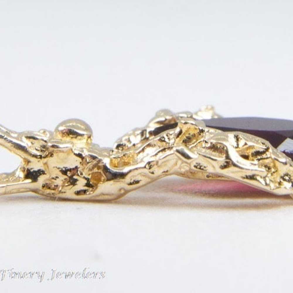 Vintage Mid Century 14k Yellow Gold Rhodolite Gar… - image 2