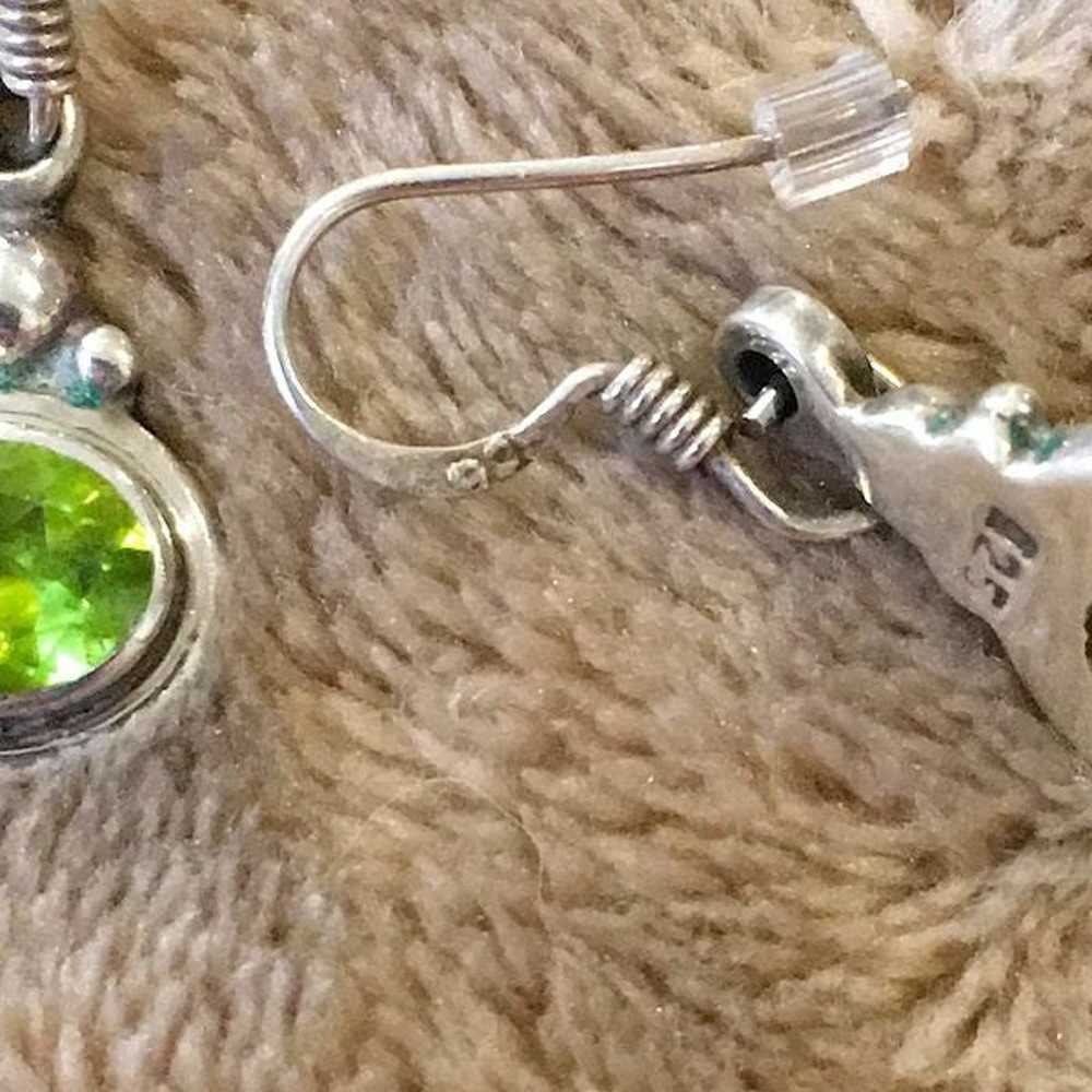 VTG Green Peridot Sterling Silver Drop Earrings - image 4