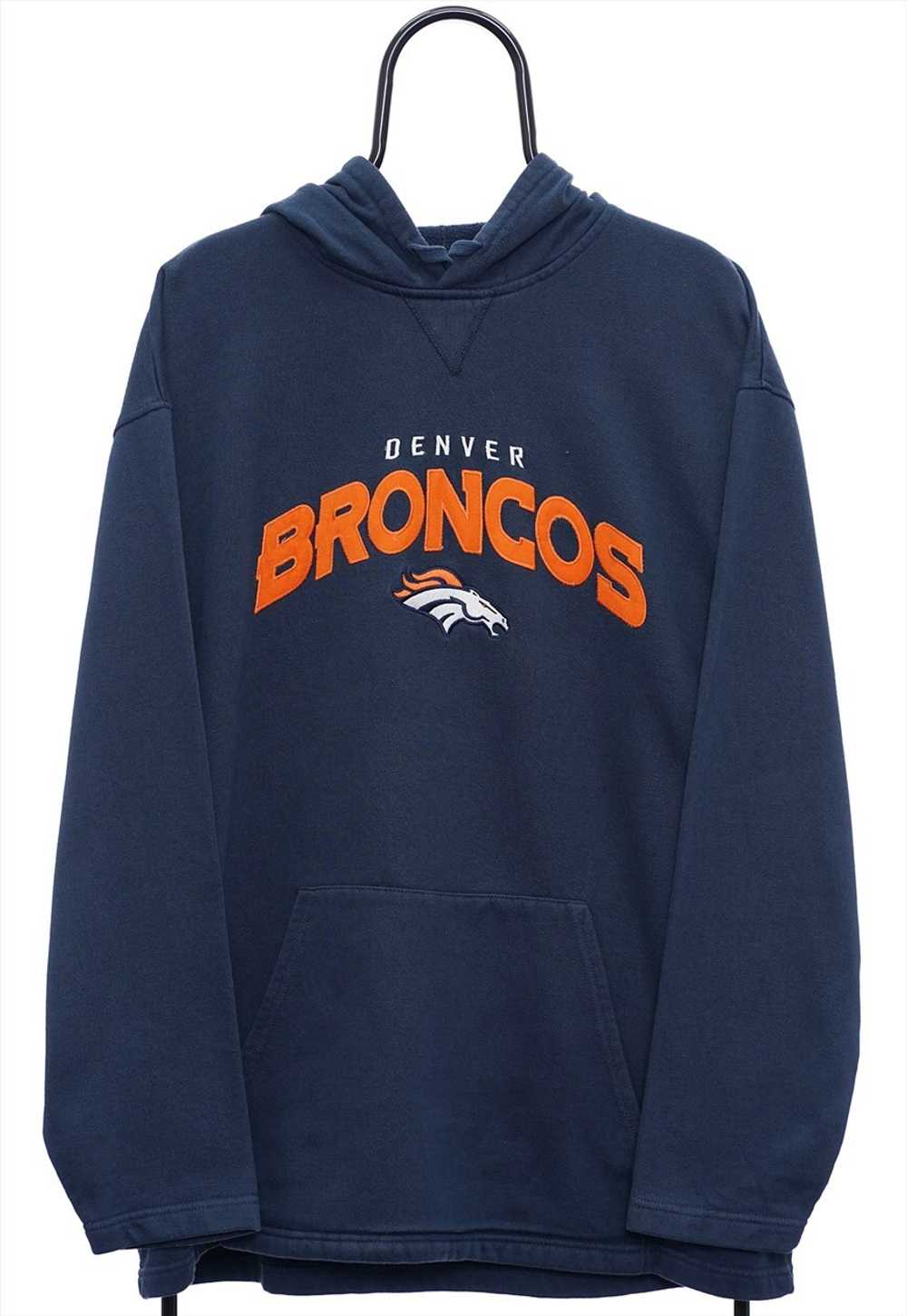 Vintage NFL Denver Broncos Spellout Navy Hoodie W… - image 1