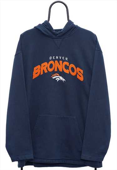 Vintage NFL Denver Broncos Spellout Navy Hoodie W… - image 1