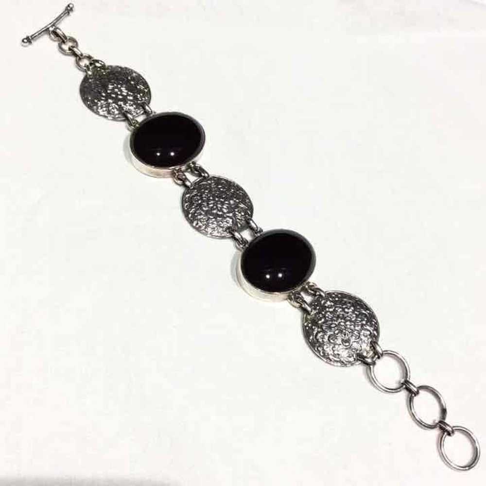 ONYX STERLING SILVER DISC LINKS BRACELET - image 3