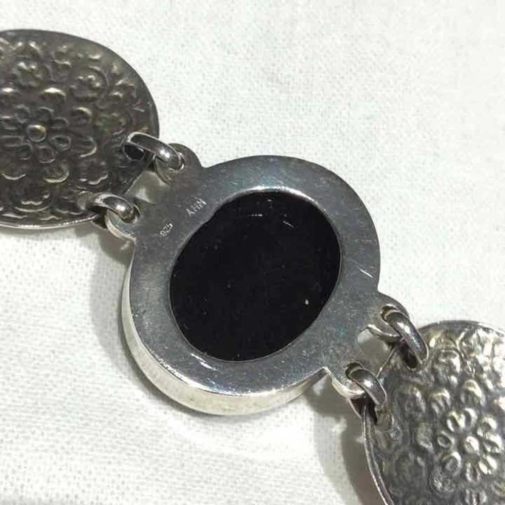 ONYX STERLING SILVER DISC LINKS BRACELET - image 4