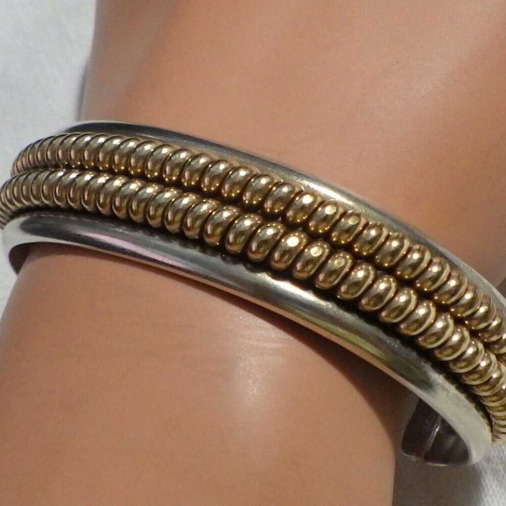 TAHE NAVAJO STERLING CUFF WITH 12KT GF GOLD DOUBL… - image 11