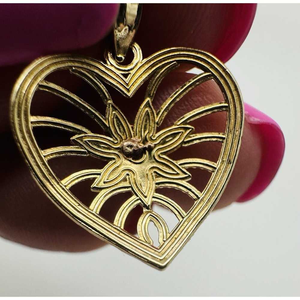 Vintage 14k Rose Gold And Gold Rose Heart Pendant… - image 7