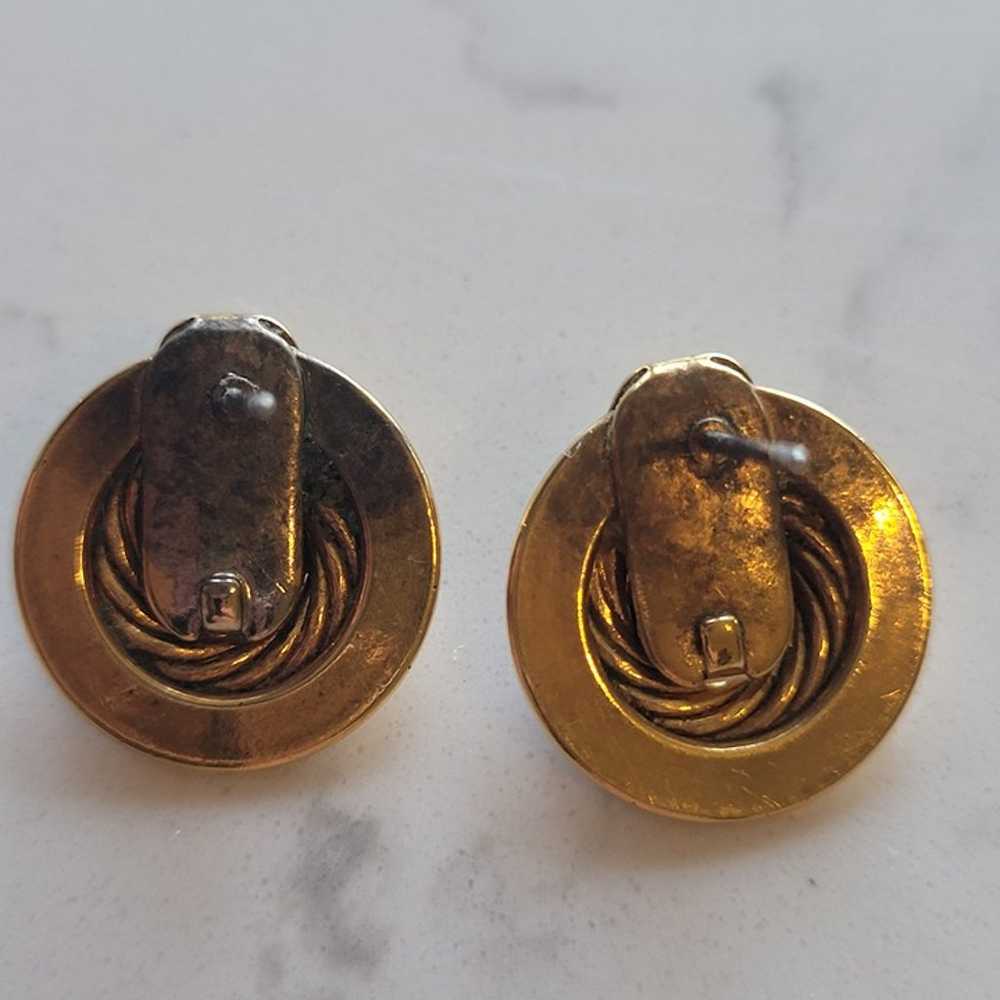 Womens Estate Vintage Earrings Knotted Gold Plated - image 3