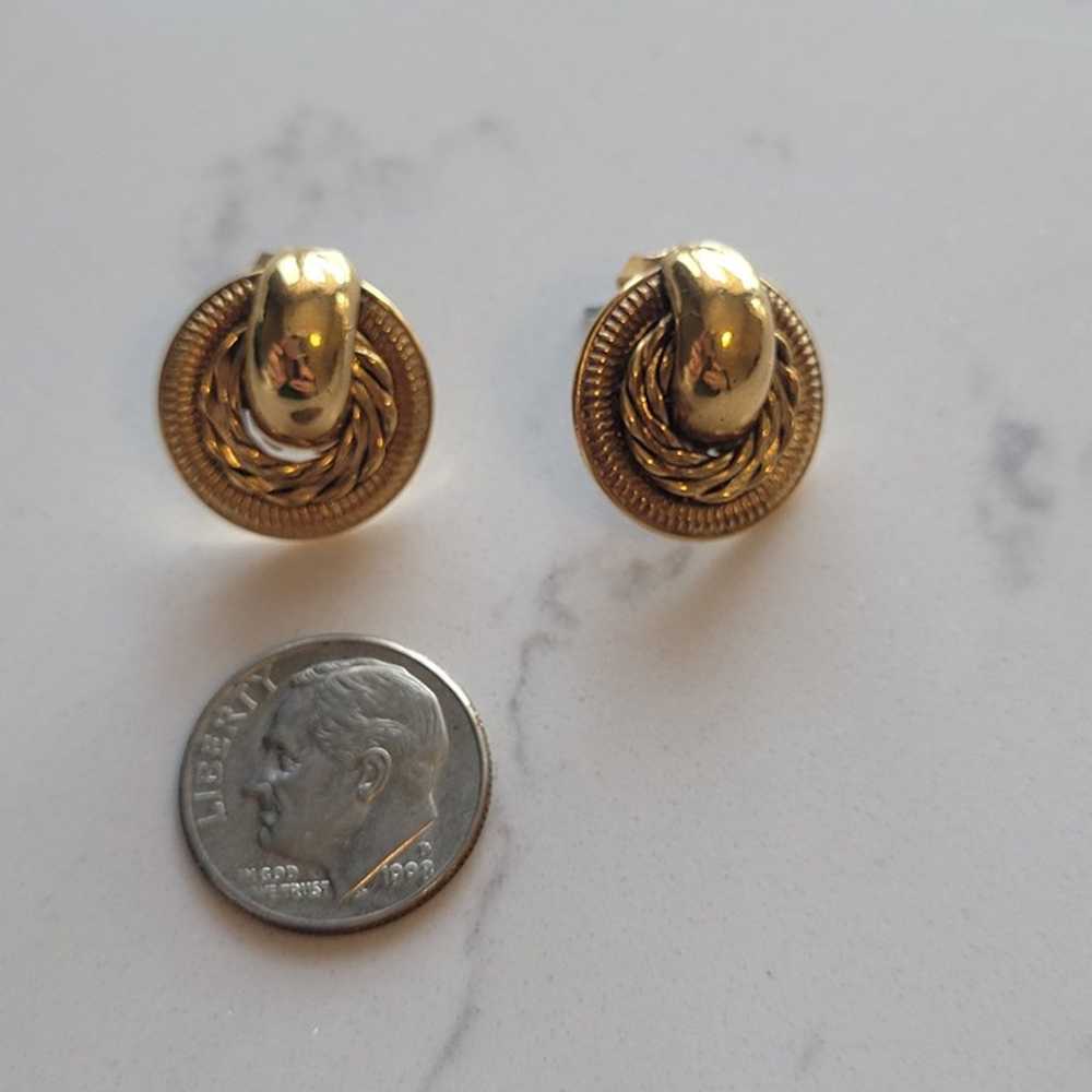 Womens Estate Vintage Earrings Knotted Gold Plated - image 5